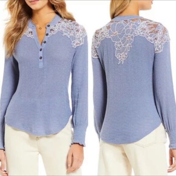 Free People Easy Breezy Floral Appliqué Henley - Picture 8 of 16